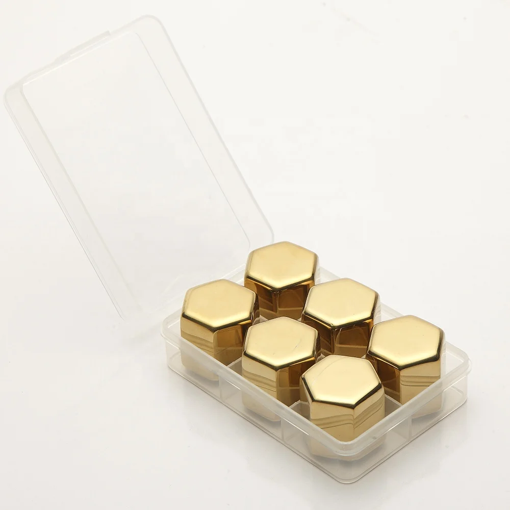 
New arrival hexagon shape stainless steel reusable whiskey chilling stone for drinks 