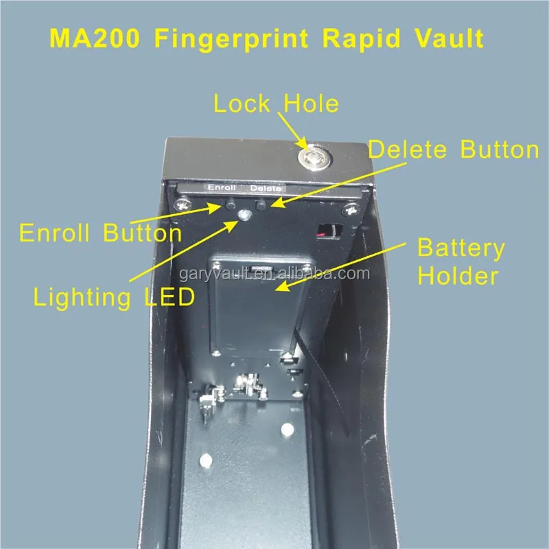 Safe for gun - MA200 Biometric Fingerprint Pistol Hand gun auto-open steel storage Safe box , Mountable on any where.