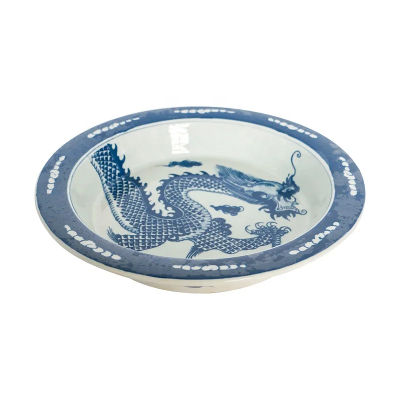 
Chinese classical blue and white hand-painted dragon-pattern ceramic basin,antique porcelain for table decor 