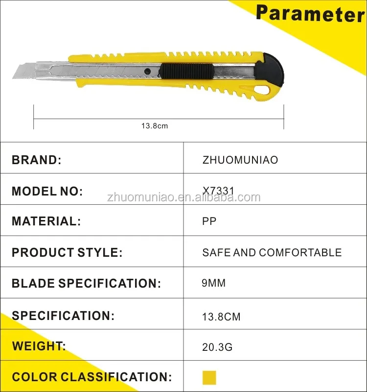 Factory Direct Sale Colorful Mini Cutter Knife 9mm Plastic Knife Free Sample
