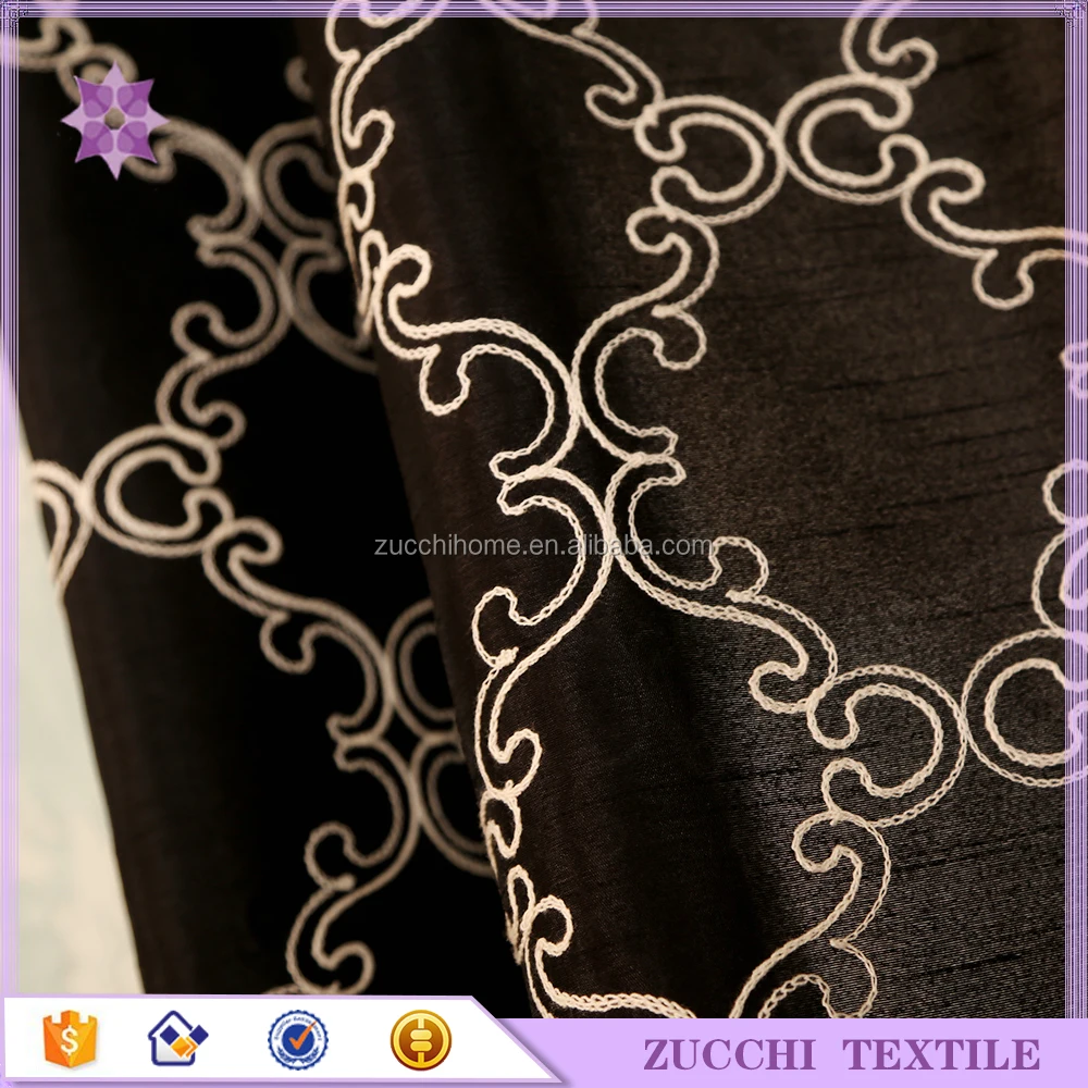 Faux Silk Curtain American Style Cheap Embroidered Living Room Hotel Cafe Accept Customized Curtain Size 100% Polyester Window