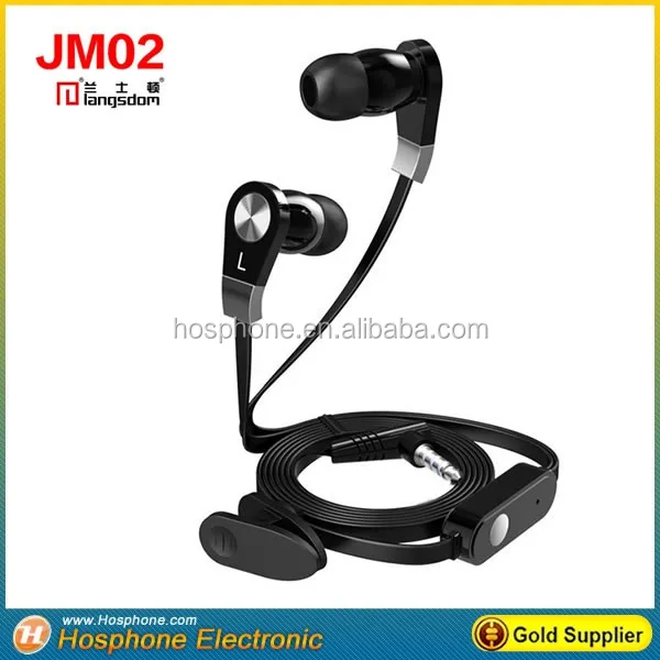 Langstom JM02 super bass stereo flat cable headphone earphone with mic for MP3 computer iphone Samsung mobile phone