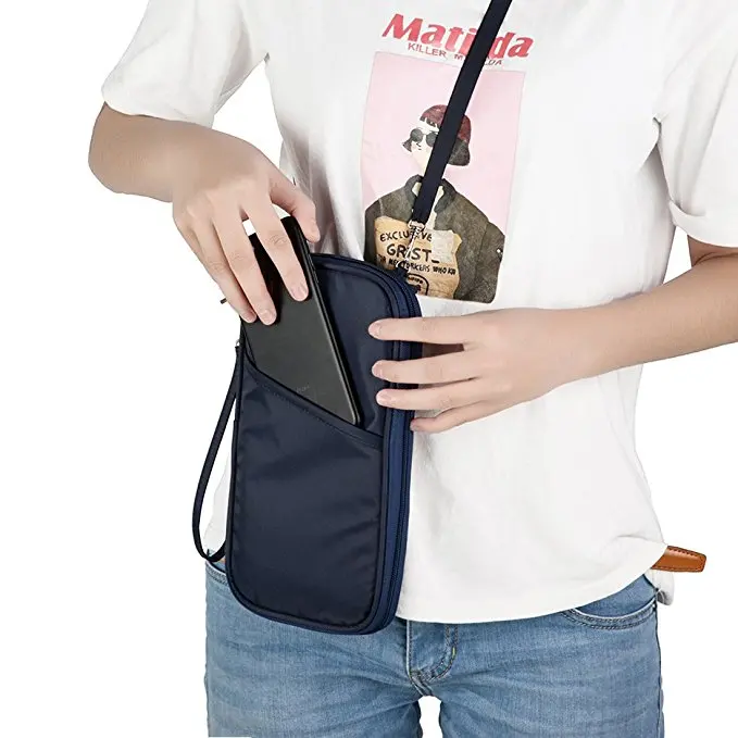 2023 compact lightweight RFID Blocked Water-Resistant Nylon fabric Travel wallet Holder case with Zipper Closure Card pocket