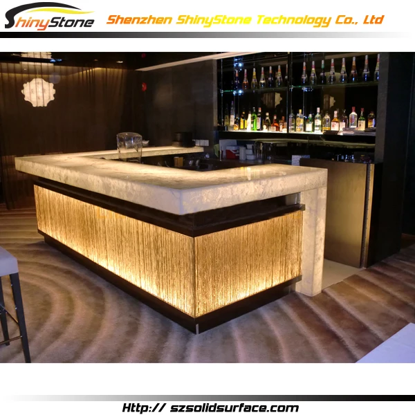 Translucent stone top lighting solid surface led bar counter