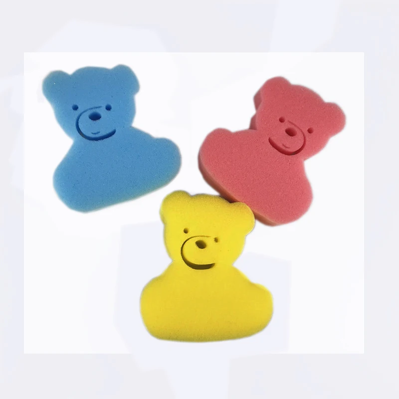 
China supplier cartoon bear shaped kids sponge body shower cleaning bath sponge wholesale 