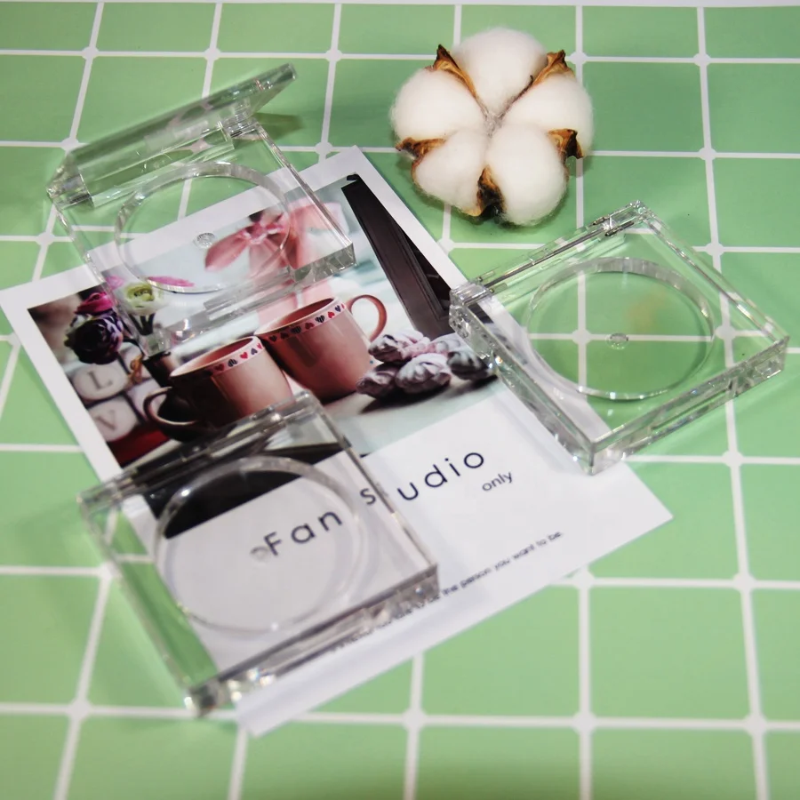 Factory wholesale transparent square empty makeup packaging plastic compact case blusher container for blush