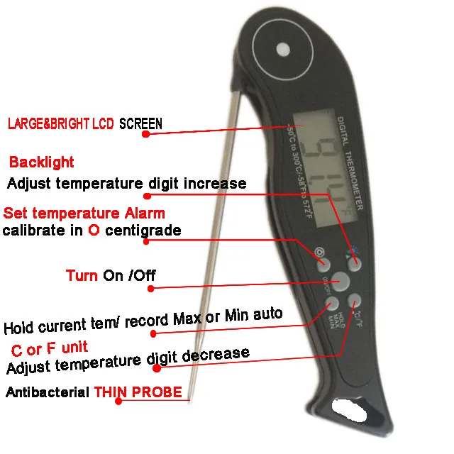 Карманный мини цифровой термометр для мяса питания с использованием калибровки функции шеф-повара