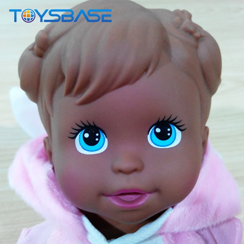 
11.5 Inch Wholesale Black Plastic Dolls For Kids Baby Doll Baby Black Doll Head 