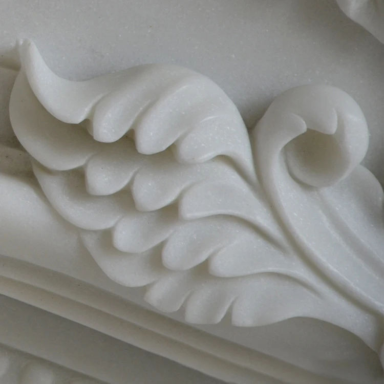 Customized Carve Modern Design Indoor Natural White Marble Stone Fireplace