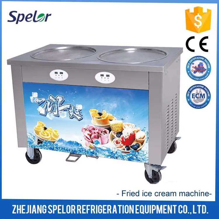Охлаждение Быстрее Двойной Сковородке Обжарить Мороженого Рулонной Машины