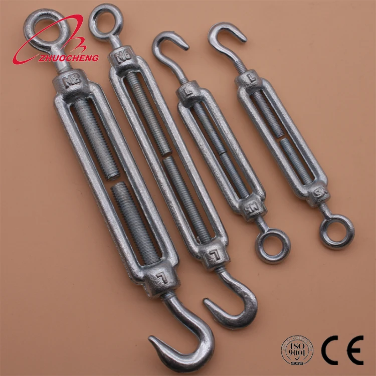 DIN1480 A2 A4 304 316 Stainless Steel M16 Wire Rope Turnbuckle with Hook and Eye