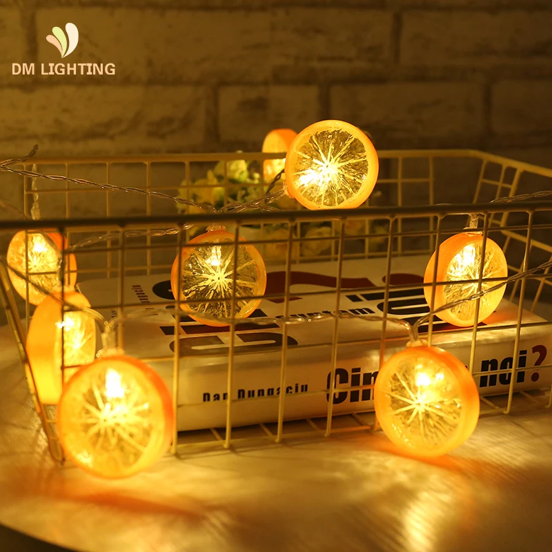 wholesale battery operated Lemon Led fairy string lights for room wedding christmas decoration