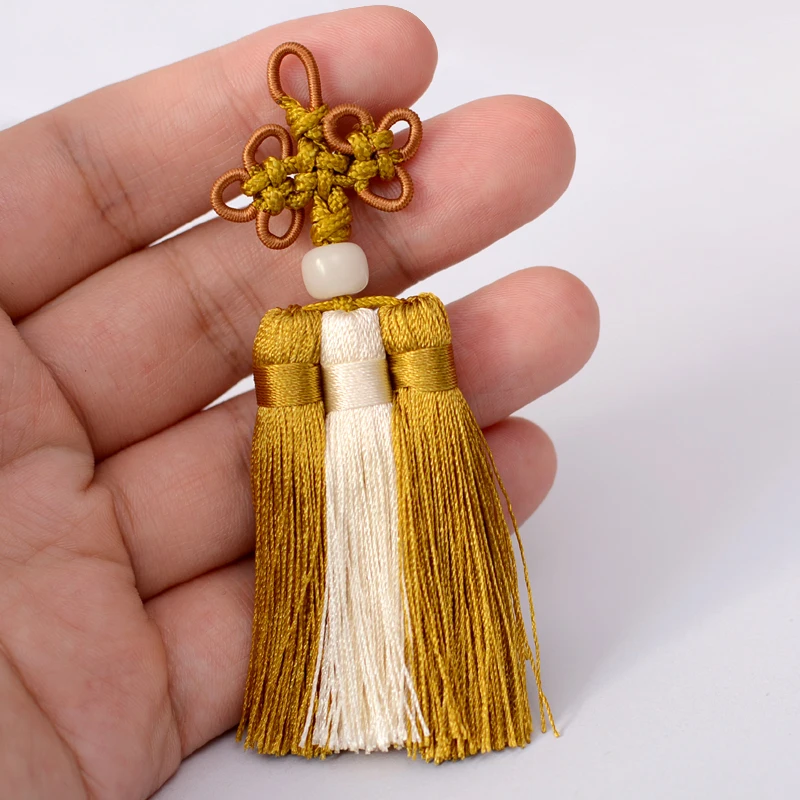 LONGJIE factory wholesales new design Chinese knot double colors three row tassel for bags and clothes accept customized