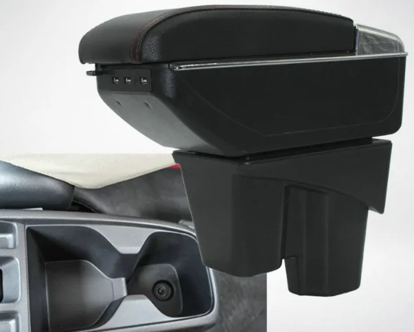 Mazda 2 sedan 2008-2013 Armrest Box PU Leather Central Store Content Box