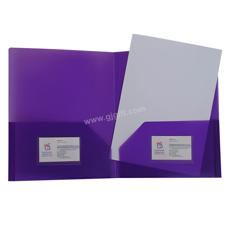 two double Card Holder cheap Printing PP A4 poly School plastic pockets file Folder