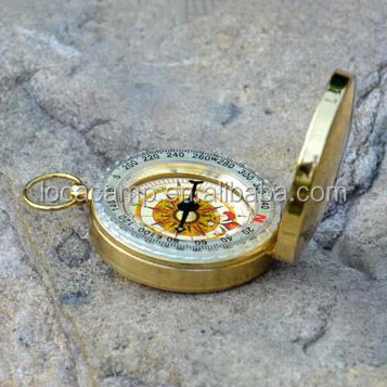 copper pocket compass for hiking exploring wild survival with luminous dial