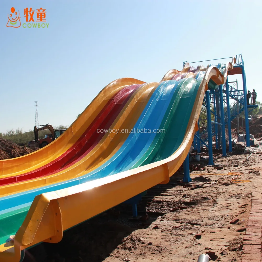 Cowboy extreme water park equipment rainbow water slide for adult