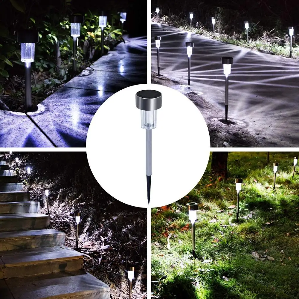 Factory Wholesale Solar Powered LED Rechargeable Stainless Steel Garden Lawn Light Solar Path Light led torch flashlight