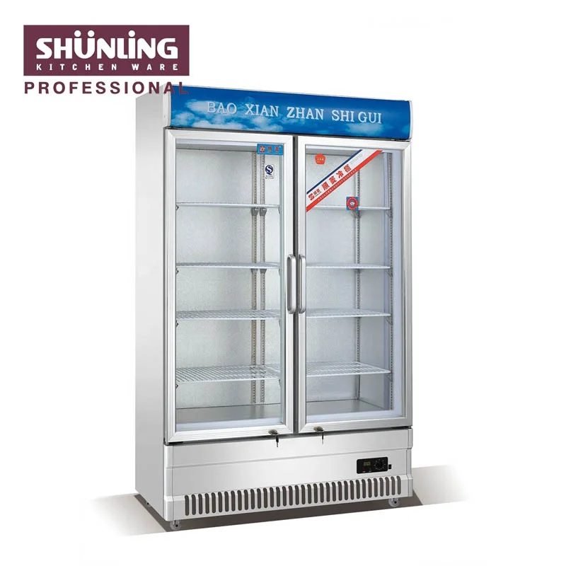 
Upright 2-doors refrigerated counter drink display fridge for sale 
