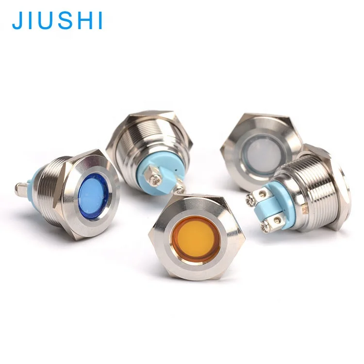 Металлический светодиодный индикатор A22-CC 22 мм, водонепроницаемый, красный, синий, желтый, зеленый, белый, 12 В, 24 В