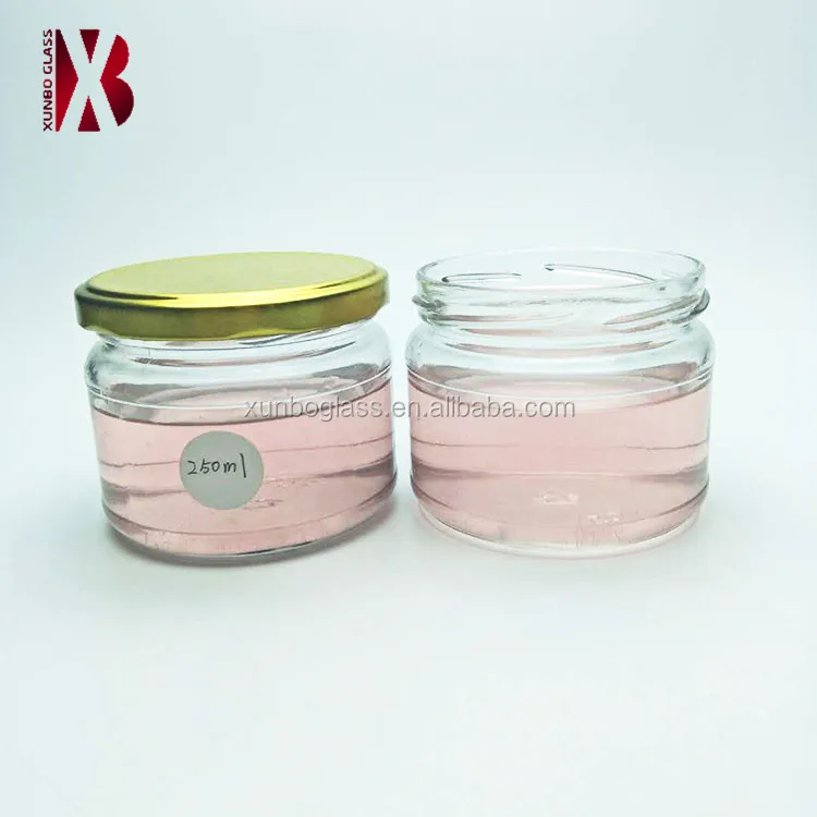 wide mouth glass honey jars with metal screw lid 250ml 300ml