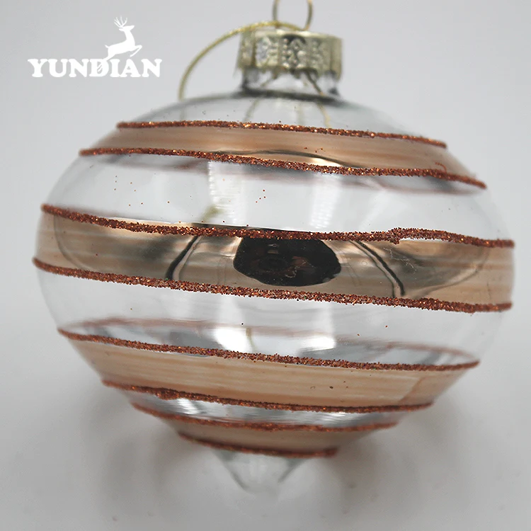 Factory Custom Christmas Tree Ornaments Onion Shaped Clear Glass Ball Baubles For Holiday Gift and Decoration