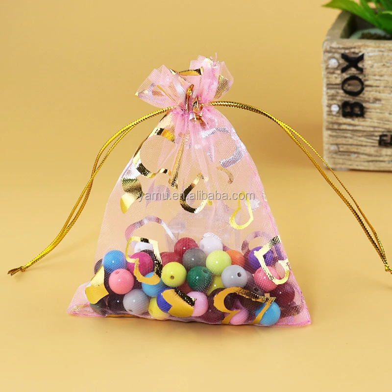 Customized colorful Drawstring jewelry gift Cheap organza gift bag