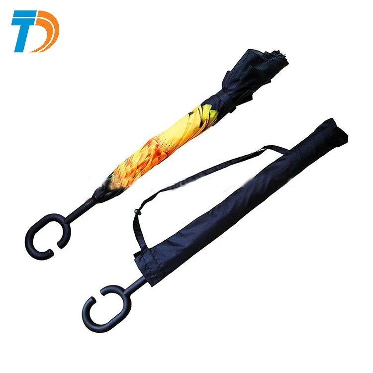 Custom Magic handle full printing inverted umbrella with case