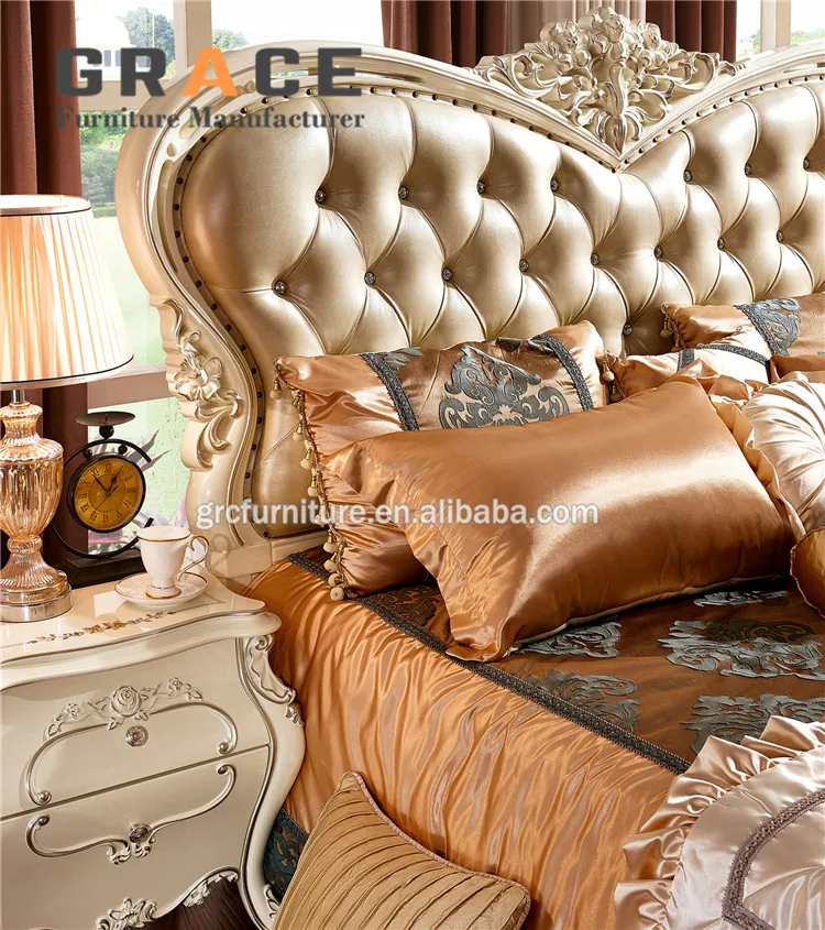 H8803W European Style Antique White Bedroom Furniture Nightstands Bedside Table