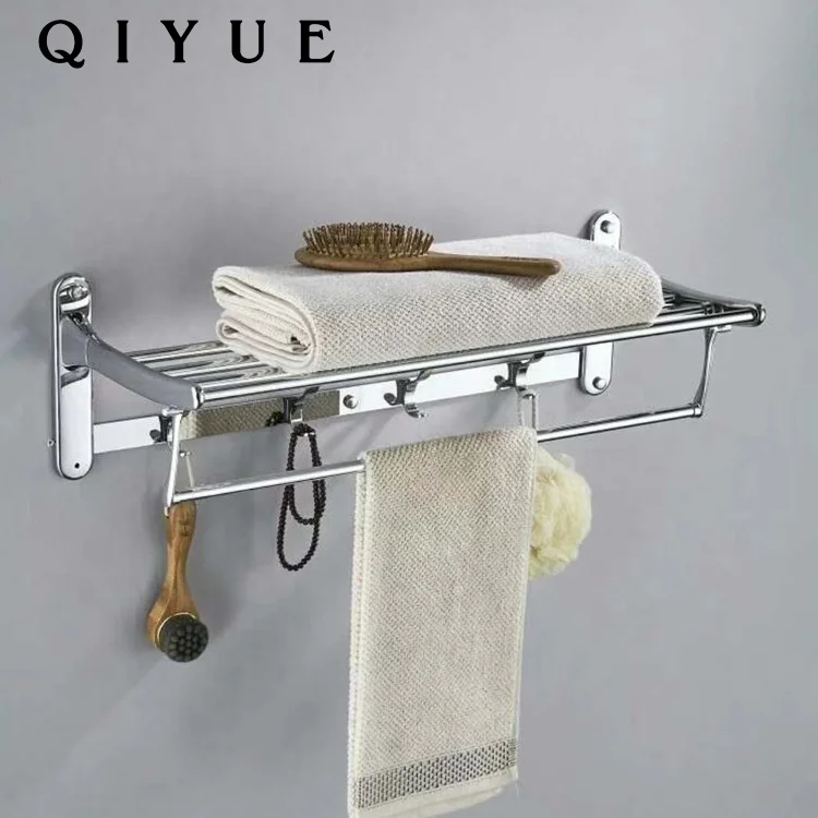New design bathroom accessories zinc alloy bath towel rack holder with hooks