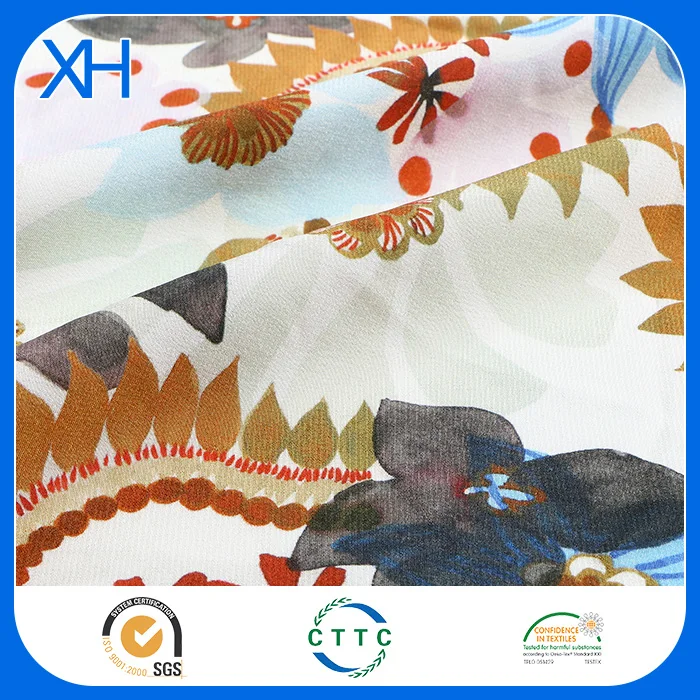 Шелковая пузырьковая ткань из креп-жоржета шелковая Жоржетта с принтом натуральная