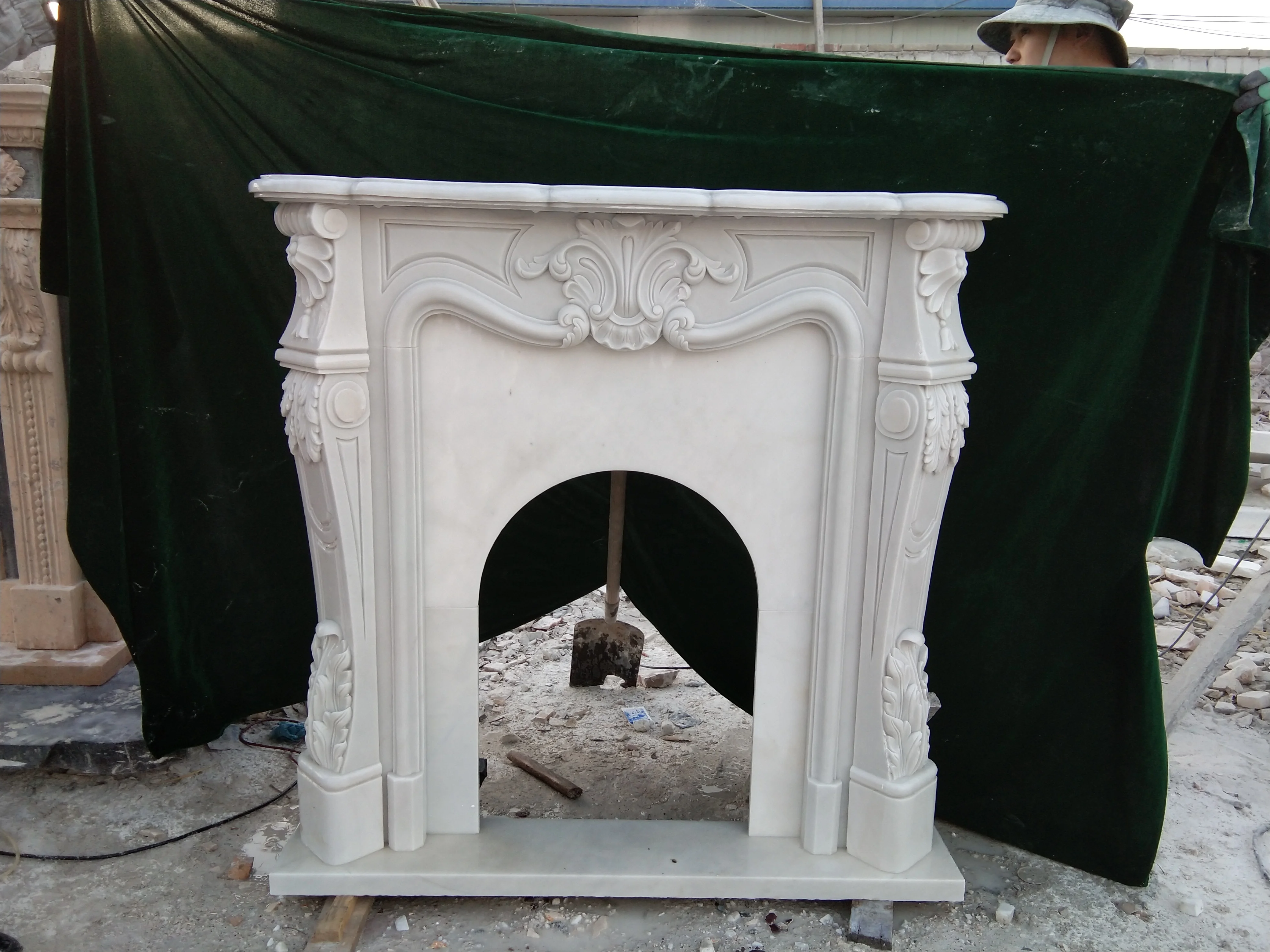 Customized indoor small marble fireplace