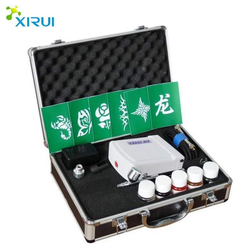 HS08AC-KFA airbrush temporary tattoo starter kits air compressor kit for body painting and tattoo