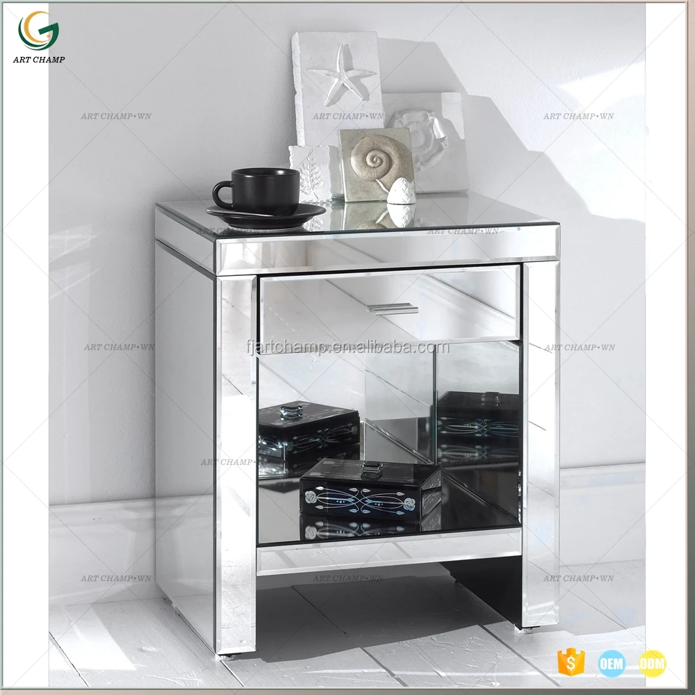 Французская мебель для спальни, антикварная Венецианская тумбочка с металлическим основанием, зеркальный прикроватный столик