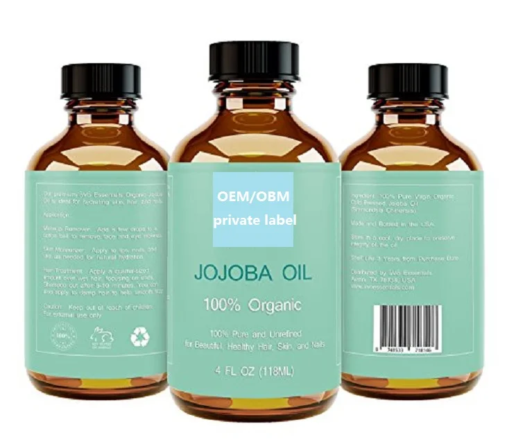 
Private label 100% pure organic essential oils Jojoba oil for hair skin face 