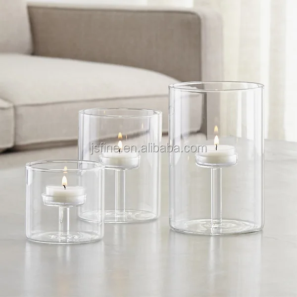 Different Size clear Cylinder Glass Wedding Tealight Candle Holder