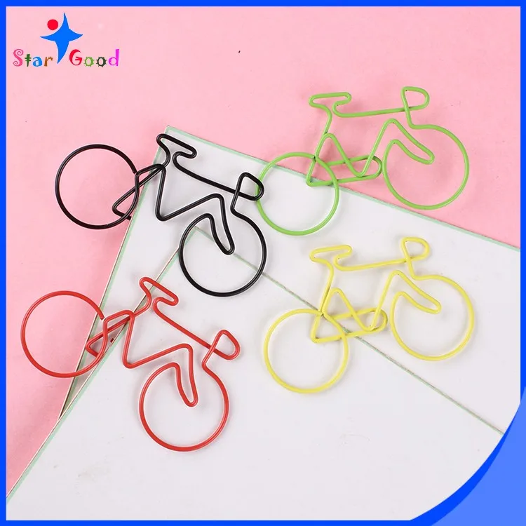 Different color metal vehicle bicycle bike shaped  paper clip