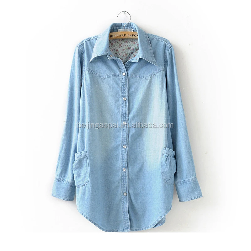 Wholesale printed type jeans fashionable casual shirts for girls