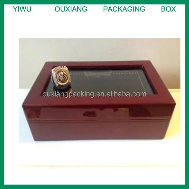 piano cherry lacquer finish luxury wooden championship ring box for three rings