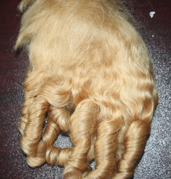 Wholesale 100 percent Mohair weft for doll real Angora Wool Hair doll wig Deep Wavy Mohair Weft Doll