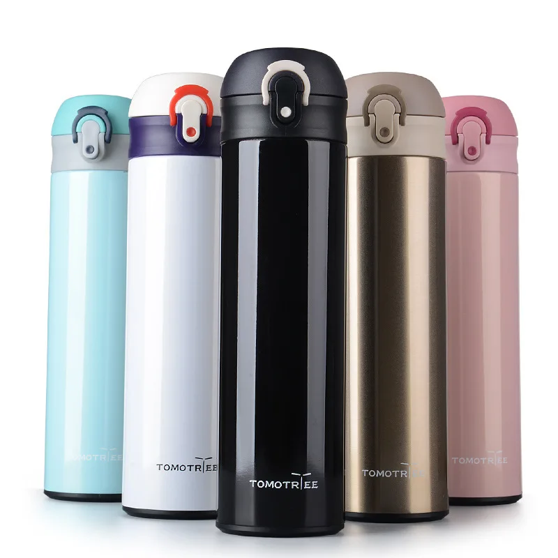 Wholesale Colorful Vacuum Coffee Flask Double Wall Insulated Water Bottle With Click Lid