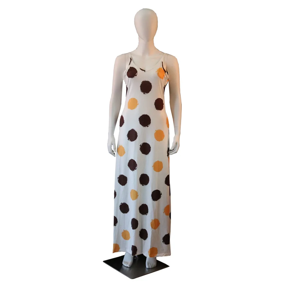 MA6053 Большие размеры 3 вида цветов платье на бретельках, без рукавов, с узором в горошек длинное платье для женщин