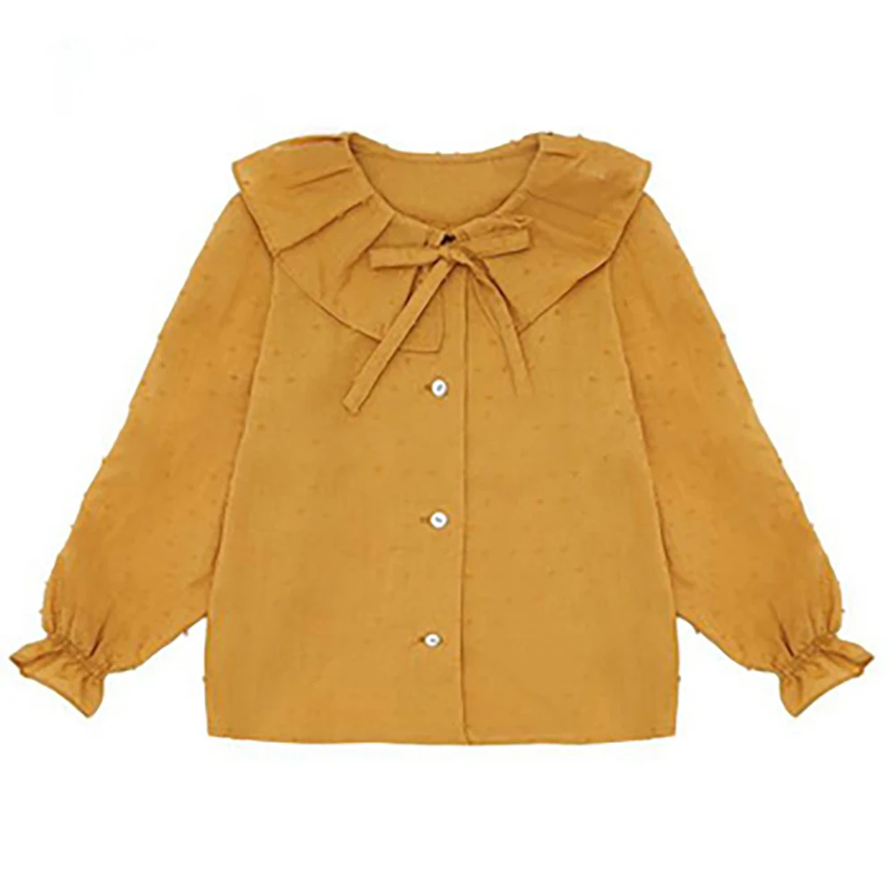 
Wholesale New Fashion Linen Cotton Girls Tops Full Sleeve Solid Color Korean Style Baby Blouses For Spring 
