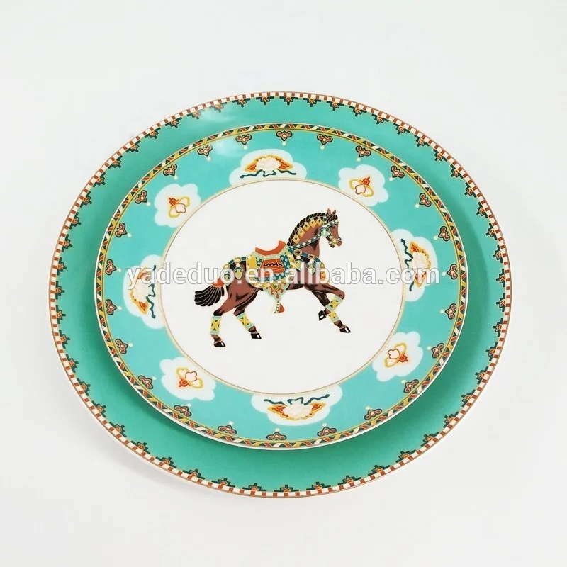Royal ceramic horse tea cup with dish blue fine bone china coffee and saucer set with your logo