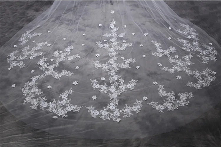 
Cathedral Train Luxury 5m Long Luxury wedding veil with appliqued lace wedding dress accessories 