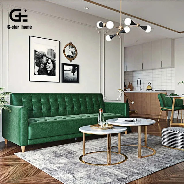 Лучший выбор продуктов, мягкая пуговица, ворсовая зеленая ткань, трансформируемая Лежанка, диван, диван-кровать