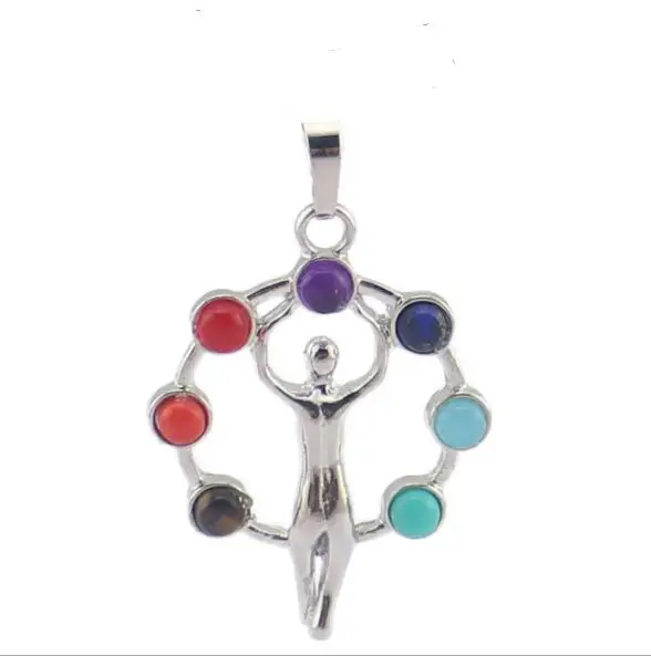 FPG001 Huilin jewelry 7 Chakra Cho Ku Rei Reiki Power Symbol Yoga Pendant Jewelry 3D Symbols Stone Charms Pendant wholesale