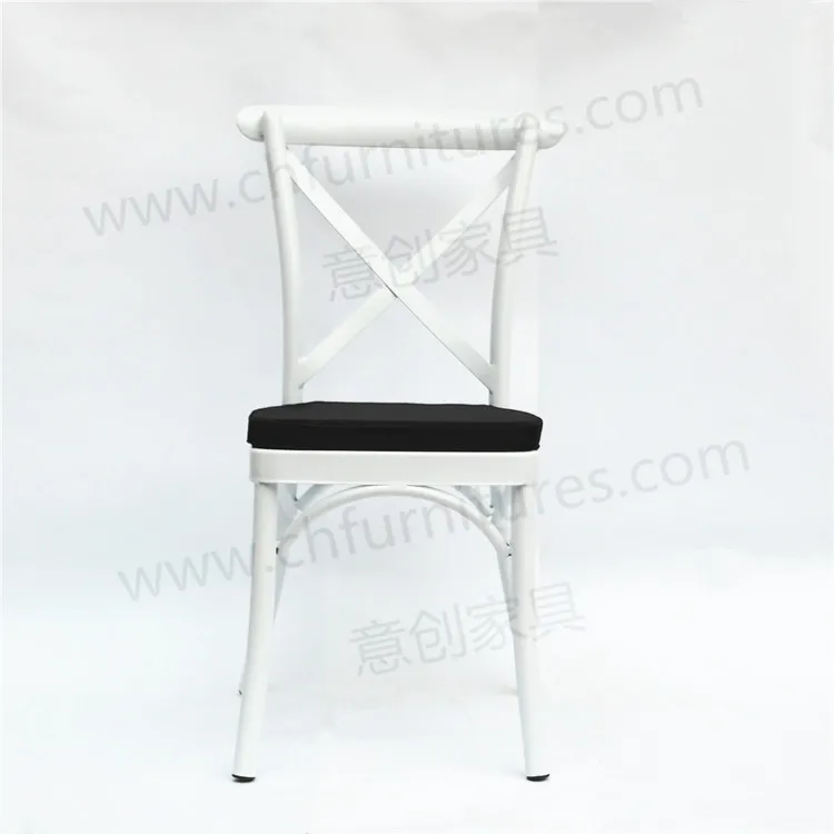 Оптовая продажа Штабелируемый металлический стул с перекрестной спинкой в деревянном