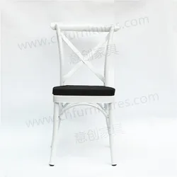 Wholesale stackable metal cross back chair in wood color