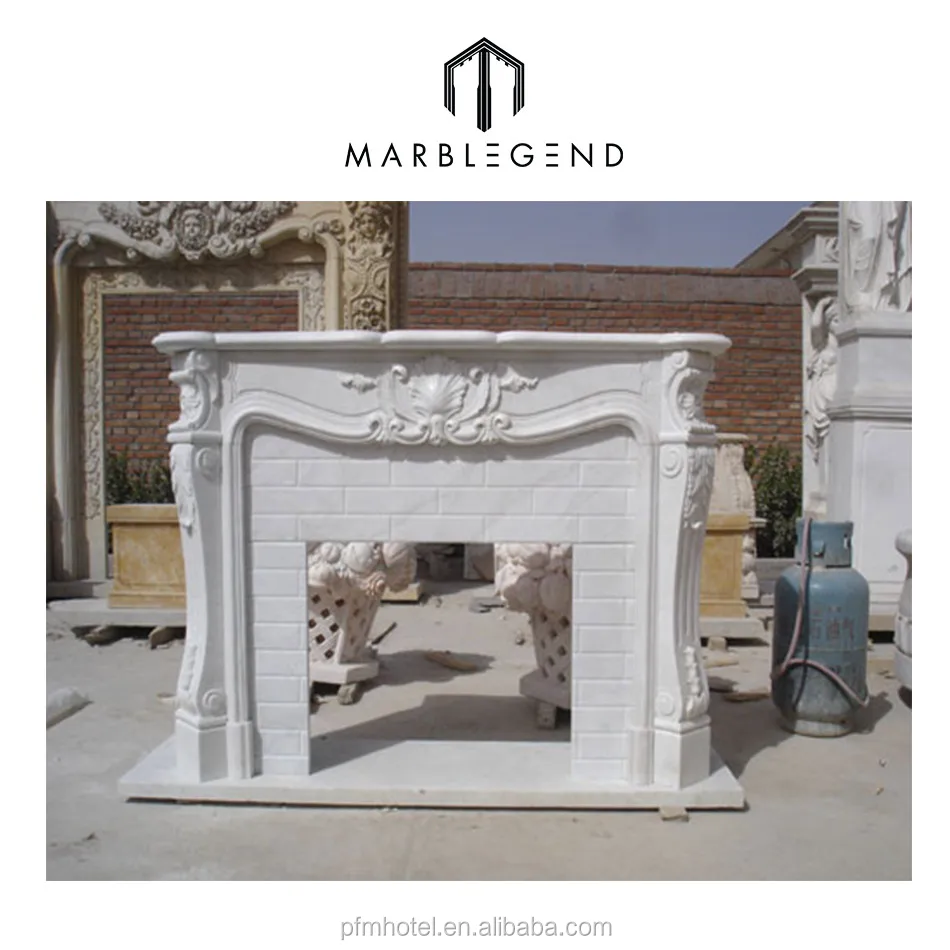 PFM Indoor Used Hand Carved marble fireplaces mantel